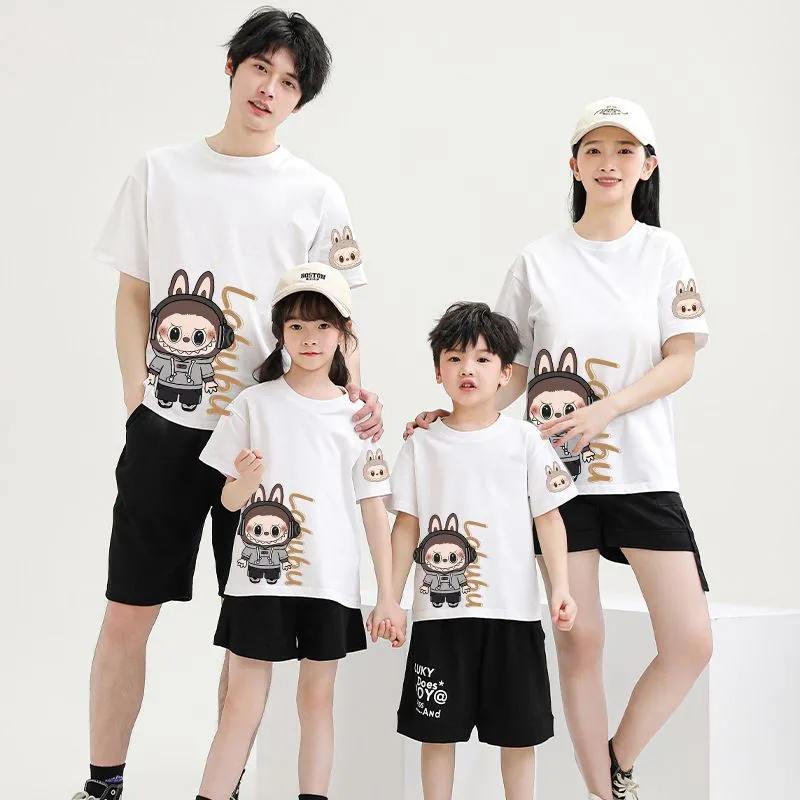 【90-160cm+親サイズ】好感度100％ 大注目 カジュアル キャラクター 親子ペア 半袖 Ｔシャツ
