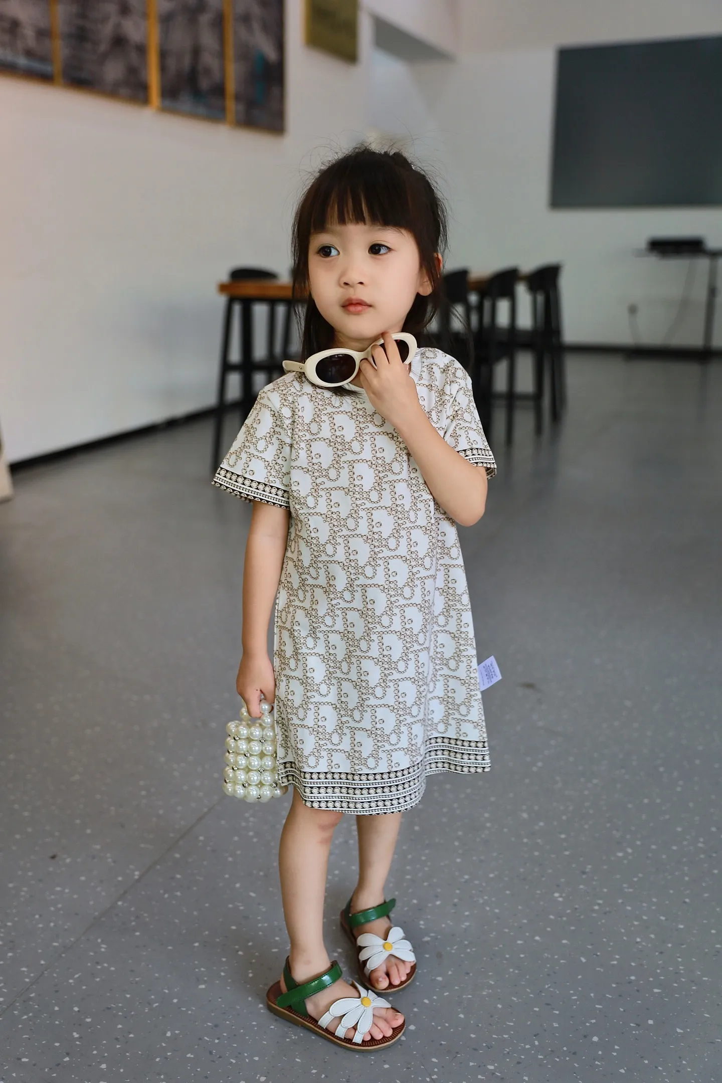 【73-110cm】おしゃれキッズ必見 気質満点 スタイリッシュ 女の子 半袖 ワンピース